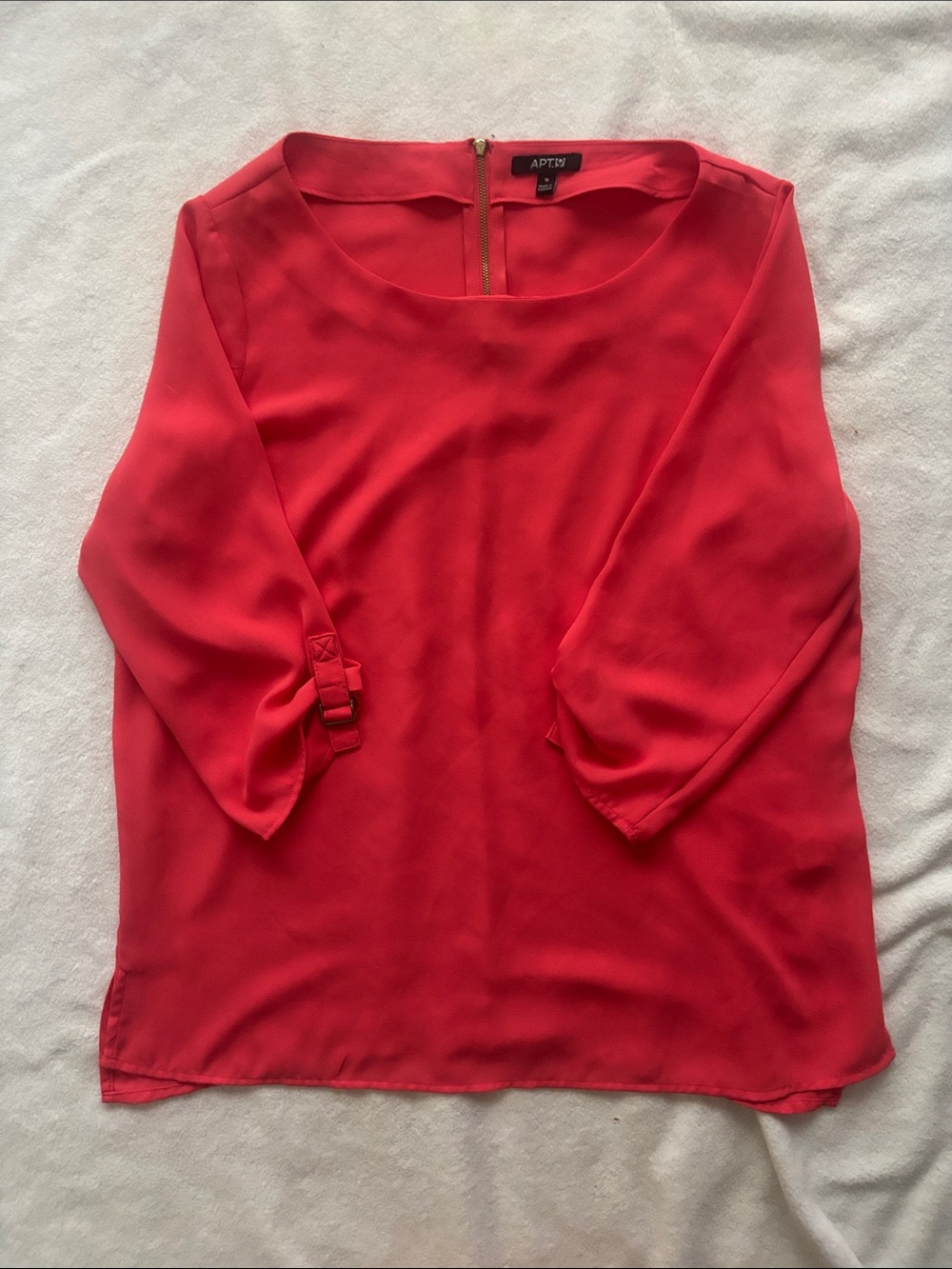 Apt. 9 Women's Coral-Red 3/4 Sleeve Scoop Neck Blouse